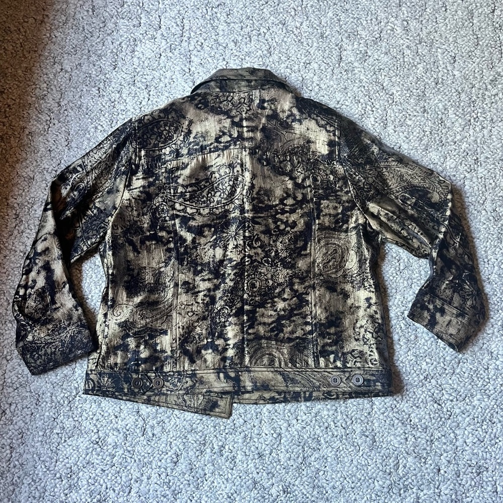 Ruby Rd Gold and Black Button Up Jacket - Picture 3 of 3